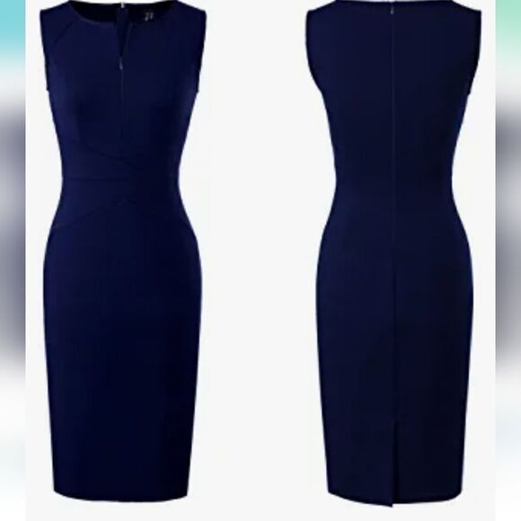 NWT VFSHOW Womens Front Zipper Slim Work Cocktail Party Pencil Dress Size L - Picture 3 of 16